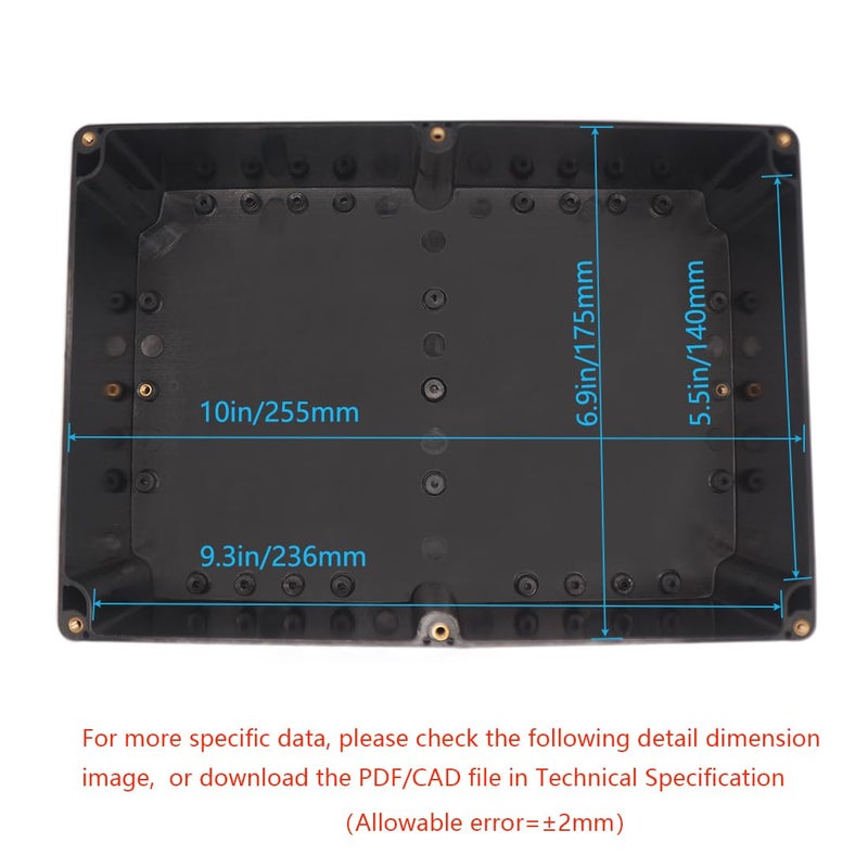Zulkit Junction Box, Zulkit Project Box IP65 Waterproof Outdoor Box ABS Plastic Electrical Boxes Electronic Enclosure Black 10.4 x 7.2 x 3.7 inch (263 x 182 x 95 mm)(Pack of 1) - Image 5